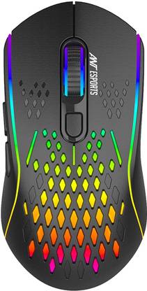 Ant Esports GM700, Rechargeable with Honeycomb Shell,11 Led Light Modes, 4 Adjustable DPI, Wireless Optical  Gaming Mouse