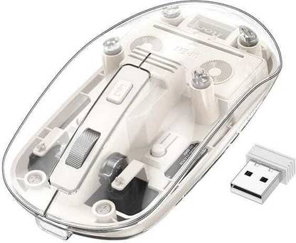 Dezful Transparent Wireless and Bluetooth Rechargeable Mouse Wireless Optical  Gaming Mouse  with Bluetooth