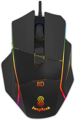 SWAPITECH Shooter 8D Programmable Buttons DPI 12800 Polling Rate 1000Hz 14 RGB Effects Wired Ergonomic Optical  Gaming Mouse
