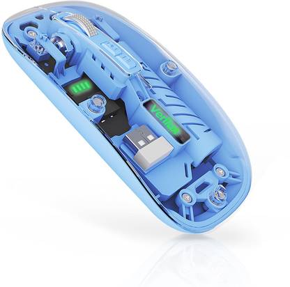 Verilux Transparent Wireless Mouse Rechargeable Dual Mode 2.4G 5.1 Bluetooth for Laptop Wireless Ambidextrous Optical Mouse  with Bluetooth