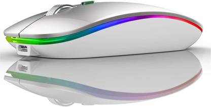 Dezful Rechargeable Chrome Bluetooth Mouse Wireless Ergonomic Optical Mouse with Bluetooth