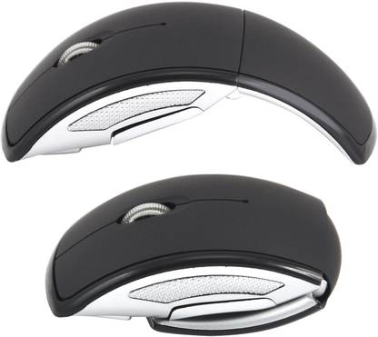 LipiWorld Foldable Wireless Mouse Foldable Folding Arc Optical Mice for All Laptop/Notebook/PC (Black) Wireless Ambidextrous Optical Mouse