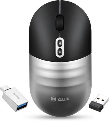 Zoook Jaguar / Rechargeable / 3 Adj. DPI / AutoShut / with Type C Converter Wireless Ambidextrous Optical Mouse