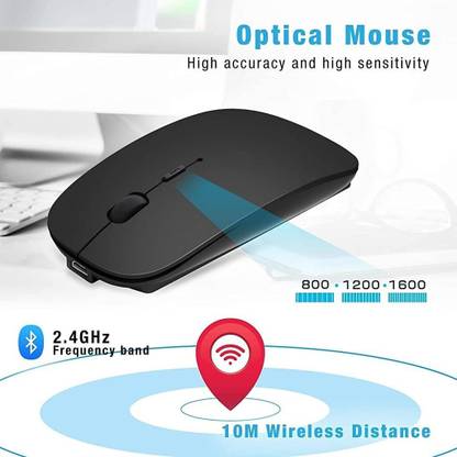 Verilux Mice, LED Rechargeable Dual Mode(Bluetooth 5.0 and 2.4G Wireless) Mouse Wireless Ambidextrous Laser  Gaming Mouse  with Bluetooth