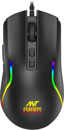 Ant Esports GM380 RGB, 12800 DPI Optical Sensor, 6 Programmable Macros Wired Ambidextrous Optical  Gaming Mouse