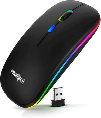 Frontech RGB Wireless Mouse – 2.4GHz/Bluetooth, 1600 DPI, Rechargeable Wireless Ambidextrous Optical Mouse  with Bluetooth