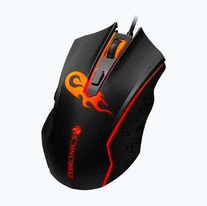 ZEBRONICS Clash Ergonomic Design High-Resolution Gaming-Grade Sensor Mouse Wired Ambidextrous Optical  Gaming Mouse