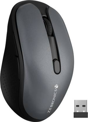 ZEBRONICS Zeb-Charm, Wireless Mouse, Mode Switch Button, (Metallic Grey) Wireless Ambidextrous Optical Mouse with Bluetooth