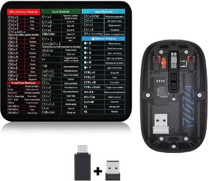 ROQ Type-C Adapter & USB Receiver with 2.4G Slim Rechargeable Wireless Ergonomic Optical Mouse  with Bluetooth
