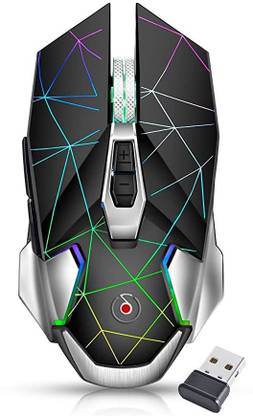 PRASHANTNT ERPRISES Lpha Gaming Series 2.4Gh Wireless Rechargeable, 8D Silent Clicks ( Black ) Wireless Ambidextrous Hybrid  Gaming Mouse  with Bluetooth