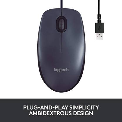 Logitech M100r Wired USB Mouse (Black) Wired Ambidextrous Optical Mouse