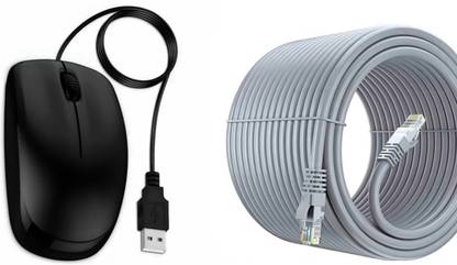 Sharpeye USB Wired Optical Mouse & Network Ethernet Patch/Lan Cable 50 Meter Grey Wired Ambidextrous Optical  Gaming Mouse