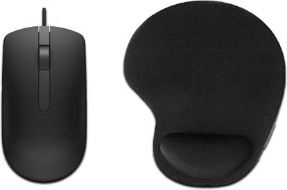 D25 Combo Pack of USB 2.0 Wired Mouse and Wrist Support Mousepad for Laptop,Computer Wired Ambidextrous Optical  Gaming Mouse