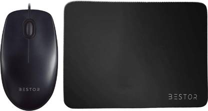 Bestor 2 in 1 COMBO wired Mouse with Gaming Mouse pad Non-Slip Rubber Base Waterproof Wired Ambidextrous Laser Mouse