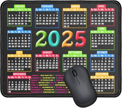 AccuPrints 2025 Calendar Rectangular Mouse Pad with Non Slip Rubber Mouse Pad Non Slip Base Mousepad