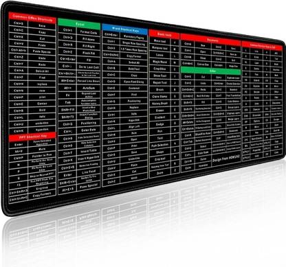 Gyanvi Large Gaming , Office Software Excel English Shortcut Keys Non Slip Base Dual Sided Mousepad