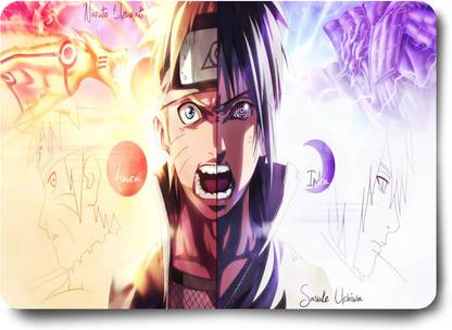 Replix Anime Mouse Pad (9 inch x 7 inch) - Computer Naruto Sasuke - 3 Printed Mousepad Non Slip Base Mousepad