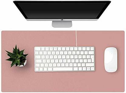 SHIDHMI Leather Desk Pad Office Desk Mat Waterproof Black, Smooth PU Leather Large Mouse Pad and Writing Surface, Laptop & Desks Protector – Pink (60 X 30 CM) Non Slip Base Mousepad