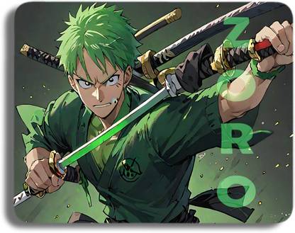 Inkaura Anime Printed Gaming Mouse Pad - One Piece Rorona Zoro Ideal For Gaming Non Slip Base Mousepad