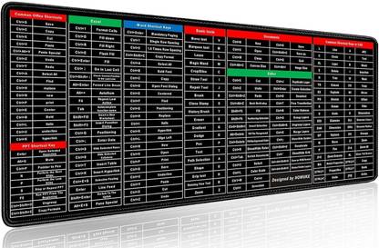 kayru Shortcut Keys Mouse Pad| PC Office Spreadsheet Keyboard Mat Mousepad