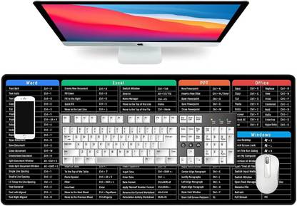 Froxell Store Clear Extended Large Cheat Sheet Mouse Pad, Large Rubber Base Mice Desk Mat K0 Non Slip Base Mousepad