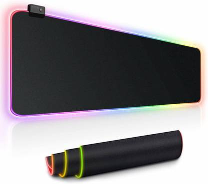 FKU Large RGB Gaming Mouse Pad 14 Modes Oversized Glowing Led Extended Mousepad, Anti-Slip Rubber Base and Waterproof Surface, Extra Large Soft Led Computer Keyboard Mouse Mat Non Slip Base Mousepad