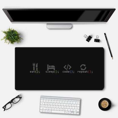 LAMRON Eat Sleep Code Repeat Desk Mat | Deskpad | Computer Table Mat Non Slip Base Mousepad