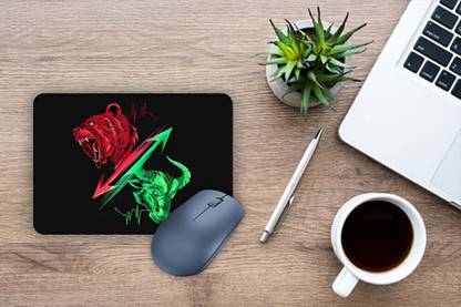 RAWAT TRADERS Stock Market Bull & BearMousepad FKMP003 Non Slip Base Mousepad