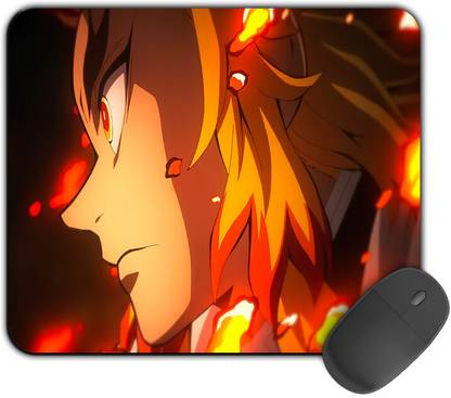 Kirmada Printed Designer Mouse Pad Rengoku Face Non-Slip Demon Slayer Non Slip Base Mousepad
