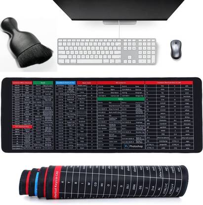 REVATAKG Shortcut Keys English Mouse Pad & Brush Gaming Mats for Office Keyboard PC Non Slip Base Mousepad