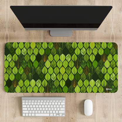 UNITY Green Leaf Desk Mat For Precision Gaming - Non-Slip Design Waterproof Surface Non Slip Base Mousepad