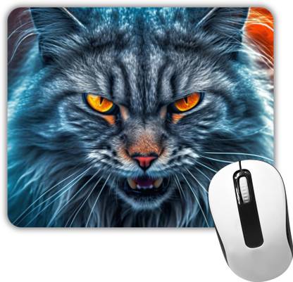 GTROX Angry Cat with Golden Eyes Printed Gaming Mousepad for Laptop / Computer Non Slip Base Mousepad