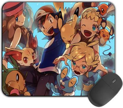 Kirmada Printed Designer Ash Kalos Friends Pokemon Mouse Pad. Non Slip Base Mousepad