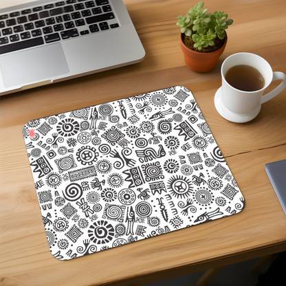 Printngifts Black and white doodle Art Printed Mouse Pad for Gaming Computer, Laptop, PC Non Slip Base Mousepad