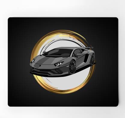 VIBEPRINT Black Lambo Printed Mouse Pad/ Gaming Mouse Pad for Computer/Laptop Non Slip Base Mousepad
