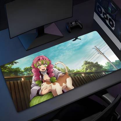Eshaaver Laptop & Desktop Mat Mitsuri Kanroji Animie Print Anti-Fray Cloth & Spill Proof Mousepad