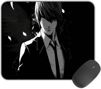 Kirmada Printed Design B&W Light Yagami Death Note Mouse Pad. Non Slip Base Mousepad