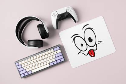 REVAMAN Tongue Out Lips Wave- emoji theme printed white mousepads(20cm x 18cm) Non Slip Base Mousepad