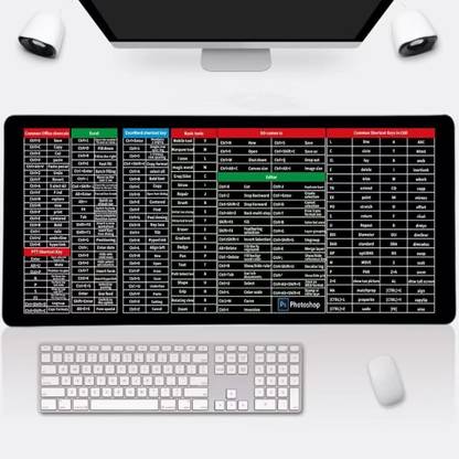 HAPYSA Mouse Pad Large English Shortcut Keys Gaming Writing Desk Mats for Office Home Non Slip Base Dual Sided Mousepad