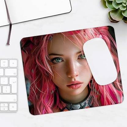 Nekko 3D Anime Girl Printed Mouse Pad | Rubber Base with Anti Skid Smooth Surface Non Slip Base Mousepad