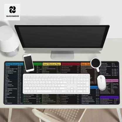 QUICKMOVE Shortcut Keys Mouse Pad Keyboard Pad with Office Shortcut-keys Non Slip Base Mousepad