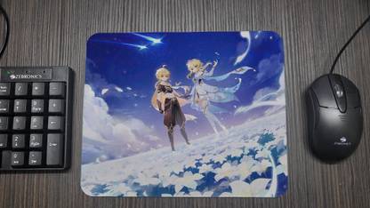 Hum Bhi Trendy Genshin Impact Lumine and Aether| Game/Anime (23 x 19 cm) Non Slip Base Mousepad