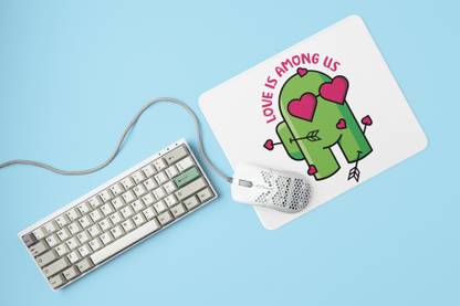 Rushaan Love is among us green game man - Printed animated Mousepad for animation lovers Non Slip Base Mousepad