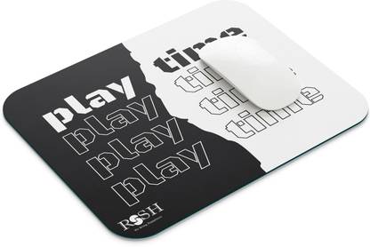 rssh creation Game Time Black & White Color, Anti - Slip Base, High Durability Mouse Pad Non Slip Base Mousepad