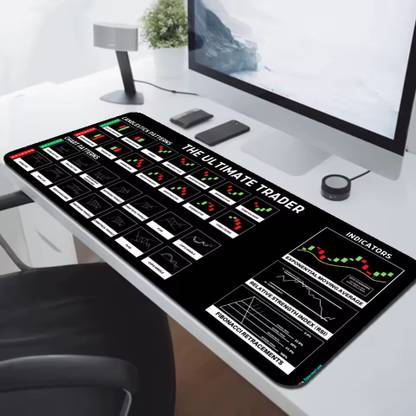 MYSASHOP Trading Mouse Pad with Chart Patterns – Large Stock Market Mat for Traders Non Slip Base Mousepad