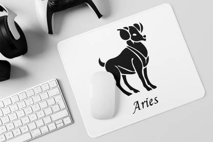 Tulip Art Aries symbol (BG Black) - Zodiac Themed Printed Mousepad (20cmx18cm) Non Slip Base Mousepad