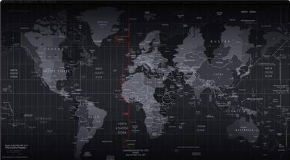 Aliens World Map Extended Gaming Mouse Pad, Stitched Edges, Non-Slip Base Non Slip Base Mousepad