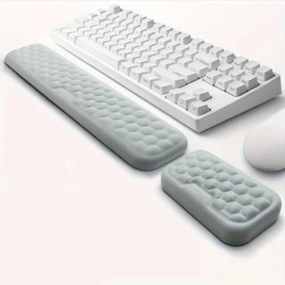 Finzatik Keyboard Mouse Wrist Rest,Keyboard Pad Upgrade Enlarge Gel Memory Foam Set Non Slip Base Mousepad