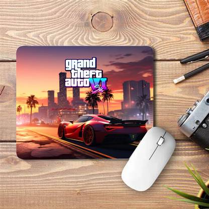 pixel hub GTA VI Printed Mouse Pad, Non-Slip Base, Smooth Surface, 3mm Thick, 9*7.5 inches Non Slip Base Mousepad