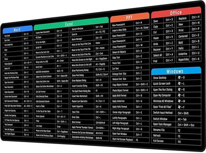 Bluejack Shortcuts Key Patterns Anti-Slip Keyboard Pad Large Gaming Office Software Excel Non Slip Base Dual Sided Mousepad